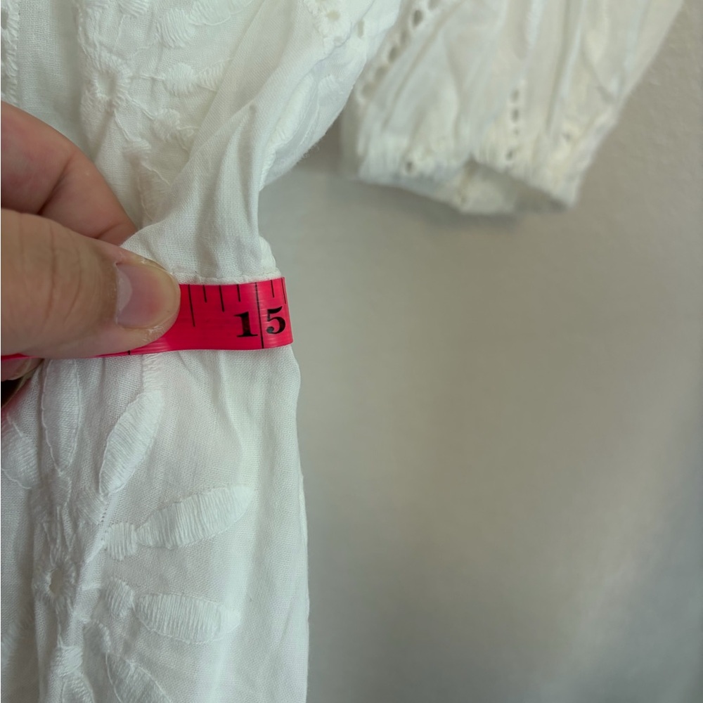 NWT Indikah Tied Back A-Line White Eyelet Mini Dress Large Boho Party Event - Picture 12 of 14